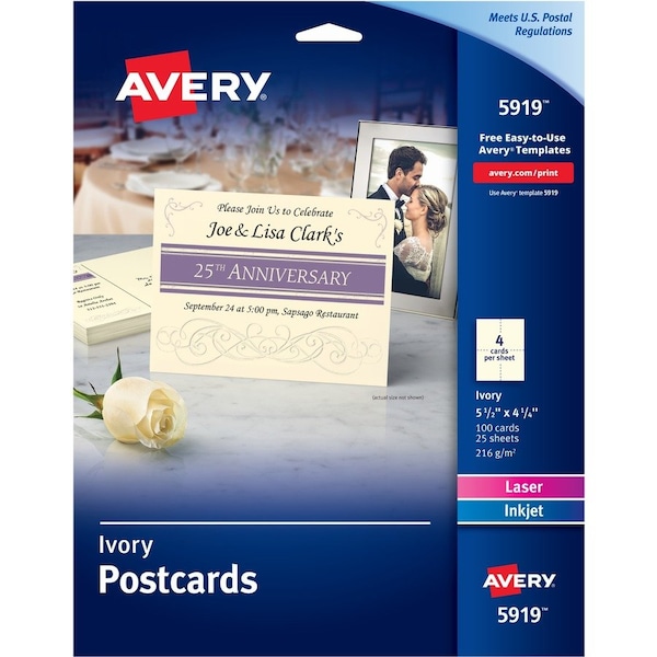 Avery Postcard, 4.25X5.5, Iy, 100Pk AVE5919 - main